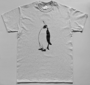 ペンギンTシャツ、グレー、送料無料、メンズLサイズ、penguin