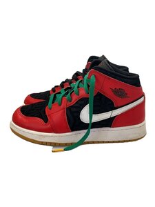 NIKE◆AIR JORDAN 1 MID_エア ジョーダン 1 ミッド/24.5cm/RED/リネン