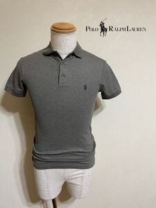 【新品】 Polo Ralph Lauren ポロ ラルフローレン スリムフィット ストレッチメッシュ 鹿の子 ポロシャツ トップス サイズXS 半袖 グレー