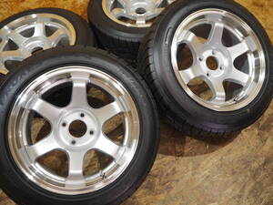 ★逆ゾリ★195/55R15 8J+30 4H100 新品 人気 深リム ハイグリップ TOYO R1R 1台分 シビック ロードスター インテグラ ヴィッツ カスタム SL