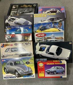 N410-CH2-675 Hasegawa TAMIYA FUJIMI など プラモデル まとめ売り VOLKSWAGEN / FIAT600 / TOYOTA / MUSTANG など ※箱付き