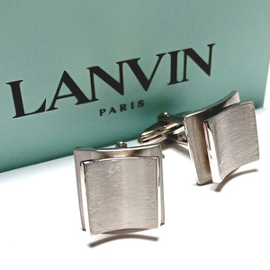 【lvc1】新品　LANVIN　ランバン　カフス　カフリンクス　シルバー　ダブルボード　スクエア　化粧箱　定価31,900円　