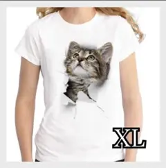 シャツ 猫 おもしろ トリックアート カジュアル シンプル ネコ