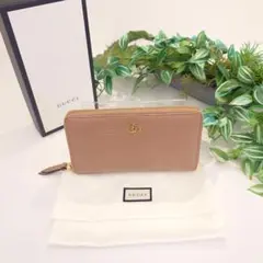 【美品】GUCCI グッチ GG マーモント ピンク ラウンドファスナー