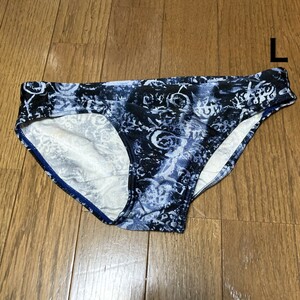 C859ストレッチ♪ネイビーの抽象柄男子競泳水着♪アンダーやコレクションやトレーニングにも♪サイズL