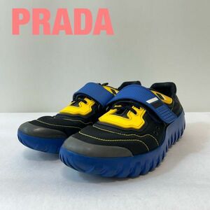 S0015★8 即完売アイテム PRADA プラダ レディース マルチカラー ベルクロ ロゴ ナイロン レザー ラバーソール ダッド スニーカー シューズ