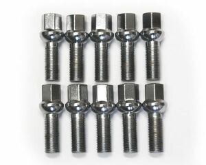 10本set メッキボルト 球面12R M14 x P1.5 首下35mm ベンツ BENZ OZ カールソン ブラバス など