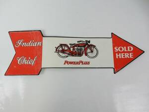 【ヴィンテージ？】Indian Chief インディアン バイク メタルプレート サインボード 矢印看板 中古品 JUNK 現状渡し 一切返品不可で！　