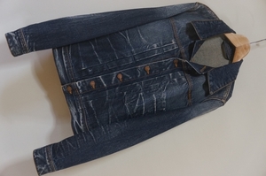 H614　即決　Nudie Jeans ヌーディージーンズ　SONNY ソニー　NJ3136　ハードなユーズド加工　デニムJKT　Gジャン　S　