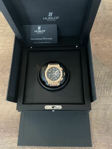 ウブロ HUBLOT ビッグバン ゴールド 301.PX.130.RX ブラック文字盤 中古 腕時計 メンズ　クロコベルト　