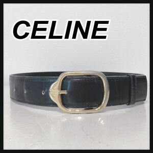 ☆CELINE☆ セリーヌ ベルト レザーベルト ブラック 黒 レザー 本革 ゴールド金具 シンプル レディース 女性 送料無料