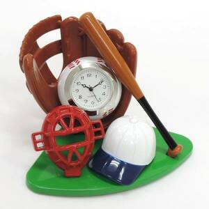 ミニチュア 置時計 スポーツ 野球 ベースボール グローブ ボール バット C3609-A クロック コレクション 時計 インテリア グラブ