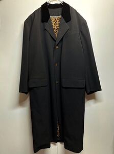 【M】OLD Jean Paul GAULTIER Wool Coat BLACK オールド ジャンポール ゴルチエ ウール ロング コート ブラック レオパード F369