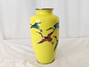 中古品 七宝焼 花瓶 鶴 鳥 民芸品 工芸品 骨董 / 名古屋発11-186△