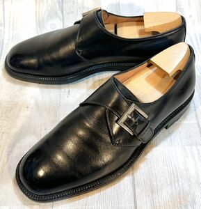 Salvatore Ferragamo フェラガモ◆24.5cm 6.5 2E◆プレーントゥ モンクストラップ 革靴 本革 ビジネスシューズ ドレスシューズ ITALY製 黒