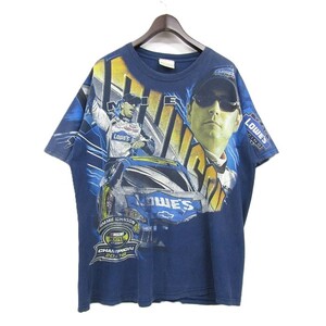 サイズ ？ HASE AUTHENTICS 半袖 レーシング Ｔシャツ ネイビー 両面 プリント ジミー ジョンソン NASCAR 古着 ビンテージ 4JU2605