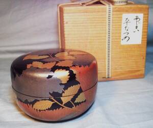 時代「紫陽花 蒔絵　平棗」合古箱 あじさい▽茶道具　茶器　棗　季節の道具