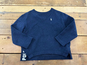 ☆POLO RALPH LAUREN/ポロラルフローレン スリット入りトレーナー size5歳 115cm キッズ 男女兼用 ネイビー スウェット 古着 used☆