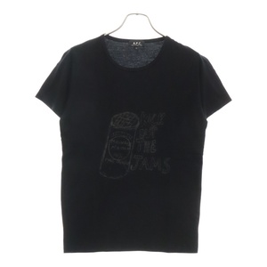 A.P.C アーペーセー KICK OUT THE JAMS プリント コットン 半袖Tシャツ カットソー ブラック