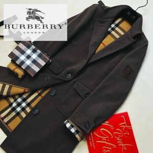 b40超美品【高級スペイン製！】参考価格15万●BURBERRY LONDON●エレガントスタイル抜群〜ウールトレンチコート バーバリーコート 42