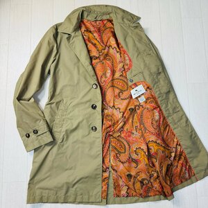 ほぼ未使用/46 Mサイズ相当★エトロ/ETRO 両面ペイズリー 総柄 ナイロンコート ステンカラー ジャケット 軽アウター ロゴ釦 ベージュ