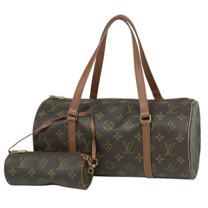 ルイ・ヴィトン Louis Vuitton パピヨン 30 バレルバッグ 筒型 旧旧型 ハンドバッグ モノグラム ブラウン M51365 レディース 【中古】