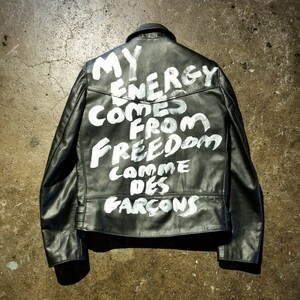 COMME des GARCONS 24AW ×Lewis Leathers LIGHTNING 40 MY ENERGY ペイント 青山オリジナル コムデギャルソン ルイスレザー ライダース