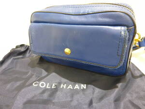 ◆COLE HAAN◆#3340 コールハーン レザーショルダーバッグ ブルー レディースバッグ ブランドバッグ 中古品