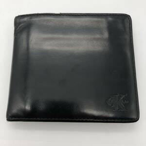 【calvin klein】カルバンクライン　二つ折り財布　財布　ブラック　黒　レザー　メンズ　レディース