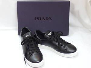 美品★PRADA プラダ 2EG400 ロゴ ブラック ローカット 37 スニーカー　/B8000