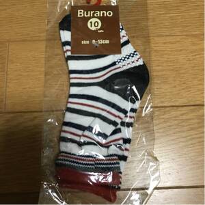 新品未使用　Burano 靴下 9～13cm ボーダー