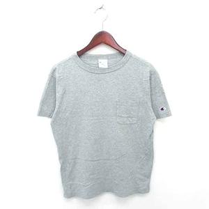 チャンピオン CHAMPION Tシャツ カットソー ロゴ刺繍 ボートネック 綿 コットン 半袖 S グレー /TT20 メンズ