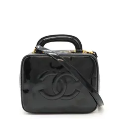 CHANEL シャネル ココマーク バニティバッグ ハンドバッグ コスメポーチ 2WAY ショルダーバッグ エナメル パテントレザー ブラック 黒 A07060