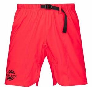 【KCM】Z-athlet-117-L★展示品★【ATHLETA/アスレタ】メンズ　ストレッチウインドショーツ　ハーフパンツ　04133　蛍光レッド　サイズL