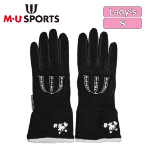 【レディース】M・U SPORTS キラキラモチーフ フリース 両手グローブ 703J6808【MUスポーツ】【ブラック】【Sサイズ】【GolfGlove】