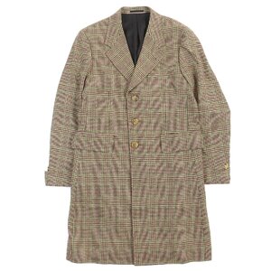 極美品△Paul Smith London ポールスミスロンドン ウール100％ 千鳥格子柄 ツイード シングル チェスターコート ブラウン系 M 正規品