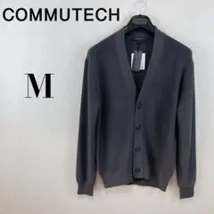 COMMUTECH ダークグレー Vネックカーディガン M