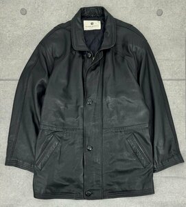 PIERRE BALMAIN バルマン ラム レザー 羊革 本革 ハーフ コート ジャケット 裏地キルティング LL 黒 日本製 80s 90s ヴィンテージ 古着