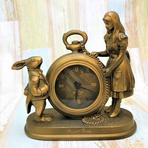 レア★不思議の国のアリス Alice in Wonderland 置時計 ウォッチ 白兎 白うさぎ フィギュア★Disney ディズニーランド TDL