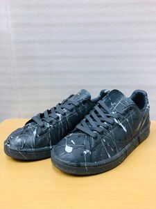 ♪ 【美品】adidas アディダス スニーカー 27.5cm 28Y001 ローカット 黒 ペンキ柄