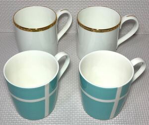 KGNY4802 TIFFANY&Co. ティファニー ブルーリボン Gold Band マグカップ ペアセット 各1組ずつ 洋食器 陶器 現状品