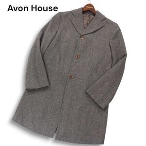 Avon House エーボンハウス 秋冬 ヘリンボーン★ ウール ツイード シングル コート Sz.S　メンズ グレー ビジネスにも　I4T03788_B#N