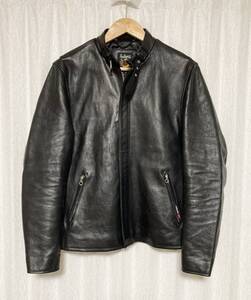 美品☆[SCHOTT] 定価64,900 SOLID CLASSIC RACER JACKET シングルライダース バイカーレザージャケット 羊革 M ブラック 3171053 ショット