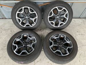 225/60R17 YOKOHAMA BluEarth RV-02 21年製 5mm SUBARU純正ホイール17×7J 中古ホイール付き４本セット