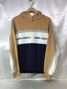 x-girl エックスガール 05174205 TRI-COLOR SWEAT HOODIE トリコロールカラー スウェットフーディ パーカー サイズ1 レディース