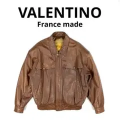 【至高イタリア皮革】 VALENTINO レザージャケット エンボス　ボンバー