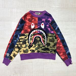 A BATHING APE アベイシングエイプ Mix Camo Shark Crazy Wide Crewneck Sweat ミックス カモ クレイジー ワイド スウェット サイズ S 611