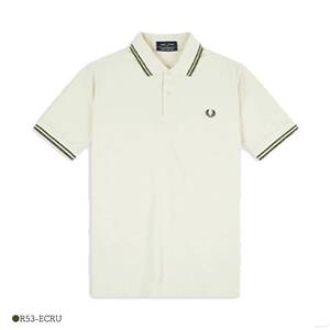 フレッドペリー ポロシャツ メンズ FRED PERRY TWIN TIPPED M12 英国製 半袖 鹿の子 ポロ OFFWHITE×OLIVE(R53) サイズ 42 ティップライン