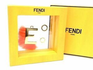 ■極美品■ FENDI フェンディ ABCLICK E ファー ペンダントトップ イニシャルチャーム レディース ゴールド系×オレンジ系 AT5896