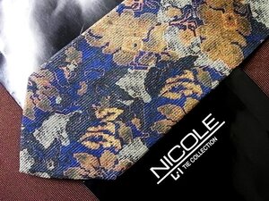 ♪23612C♪良品【花 植物 ペイント 柄】ニコル【NICOLE】ネクタイ